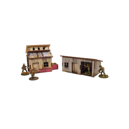 Pre-painted WW2 Normandy Small Sheds with Dovecote-Micro Art Studio-Radaddel
