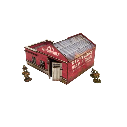 Pre-painted WW2 Normandy Garage with Petrol Station-Micro Art Studio-Radaddel