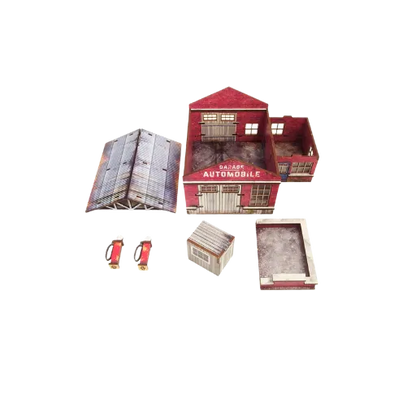 Pre-painted WW2 Normandy Garage with Petrol Station-Micro Art Studio-Radaddel