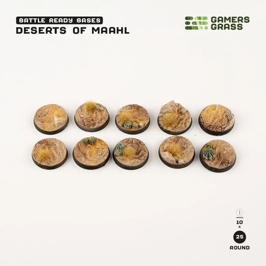 Deserts of Maahl Bases Round 25mm (x10)-Gamers Grass-Radaddel