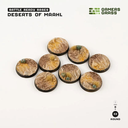 Deserts of Maahl Bases Round 32mm (x8)-Gamers Grass-Radaddel