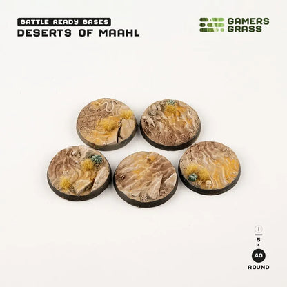 Deserts of Maahl Bases Round 40mm (x5)-Gamers Grass-Radaddel