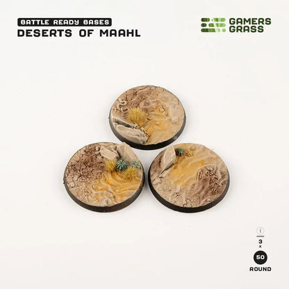 Deserts of Maahl Bases Round 50mm (x3)-Gamers Grass-Radaddel