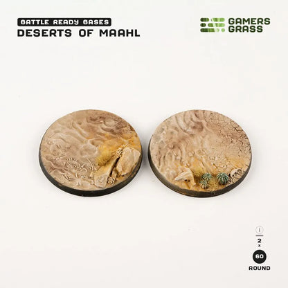 Deserts of Maahl Bases Round 60mm (x2)-Gamers Grass-Radaddel