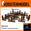 Gitterzaun mit Backsteinsäulen-Roostermodel-Radaddel