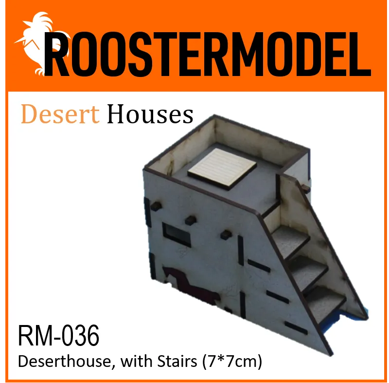 Deserthouse, with Stairs (7*7cm)-Roostermodel-Radaddel