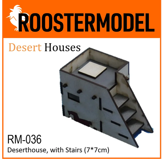 Deserthouse, with Stairs (7*7cm)-Roostermodel-Radaddel