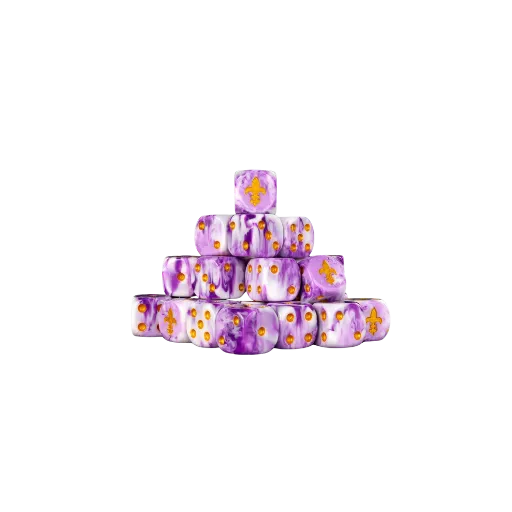 Fleur De Lis Purple Dice 16mm Round (25 Stück)-Baron of Dice-Radaddel