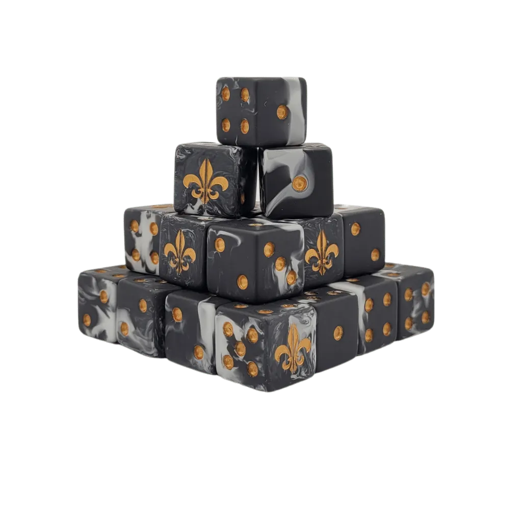 Fleur De Lis Heritage Black Dice 16mm Square (25 Stück)-Baron of Dice-Radaddel