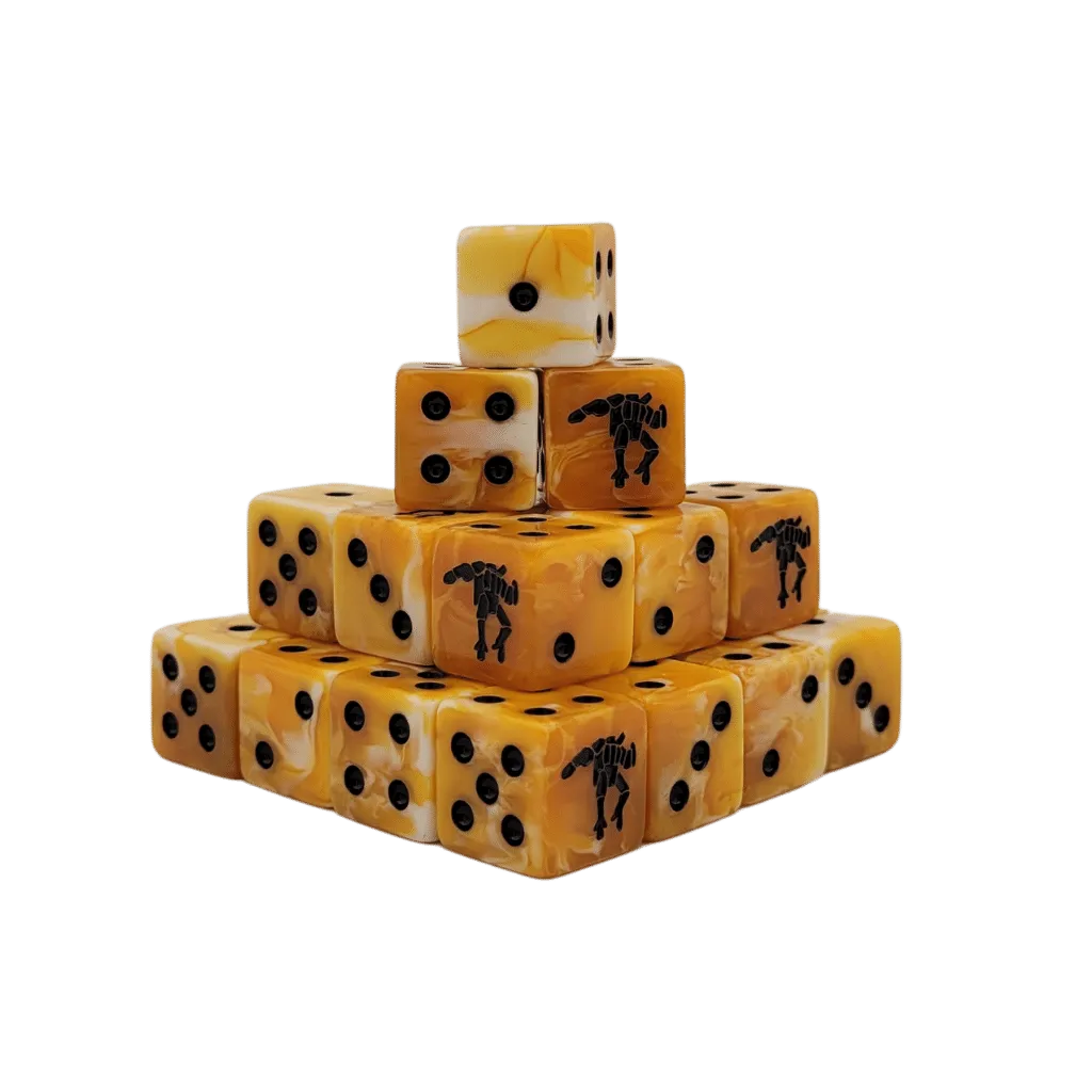 Crisis Robot Ochre Dice 16mm Square (25 Stück)-Baron of Dice-Radaddel