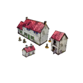 Pre-painted WWII Normandy Homestead with Outbuildings-Micro Art Studio-Radaddel