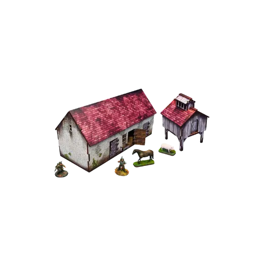 Pre-painted WWII Normandy Stable with Dovecote-Micro Art Studio-Radaddel