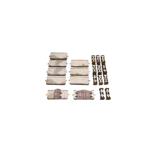 Pre-painted WWII Normandy High Stone Wall with Gate-Micro Art Studio-Radaddel