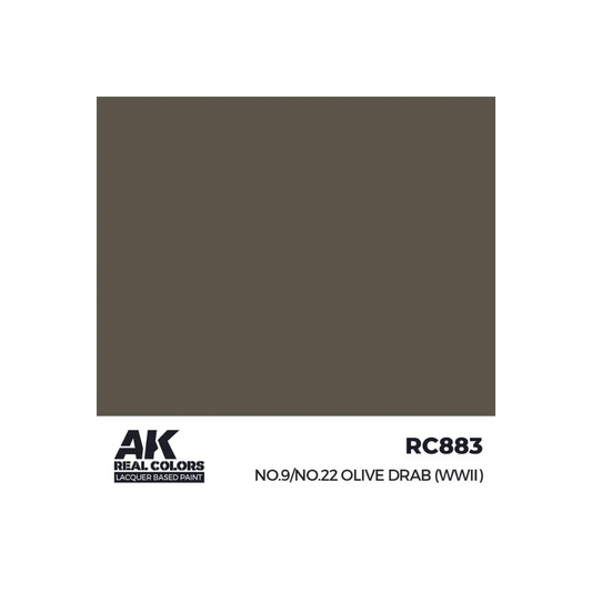 AK Real Colors No.9/No.22 Olive Drab (WWII) 17 ml-AK-Interactive-Radaddel