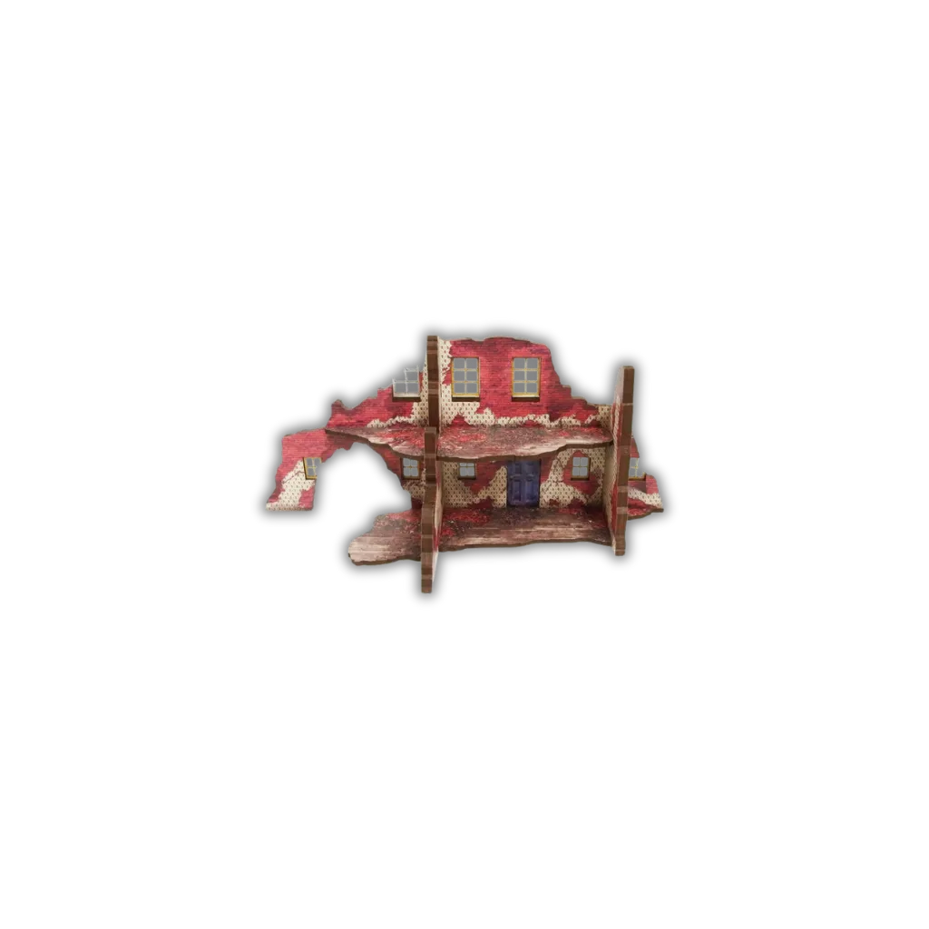 Pre-painted WW2 Normandy Ruined Large House 2-Micro Art Studio-Radaddel