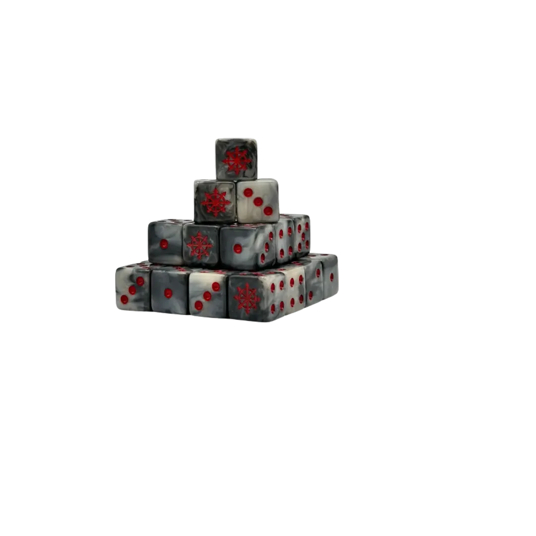 Chaos Demon Red Star Dice 16mm Square (25 Stück)-Baron of Dice-Radaddel