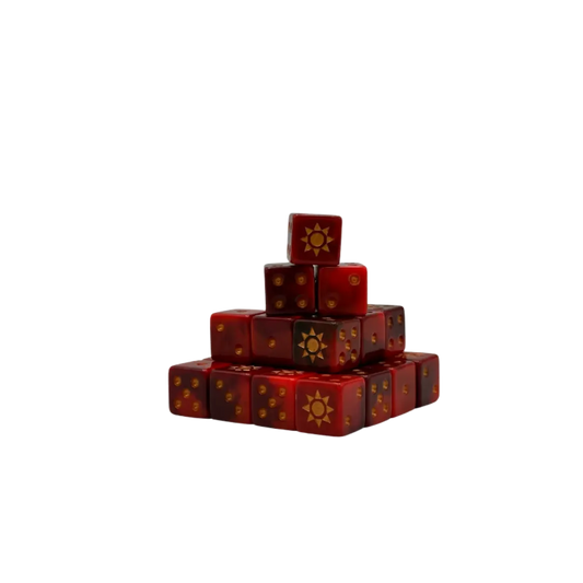 Burning Sun Dice 16mm Square (25 Stück)-Baron of Dice-Radaddel