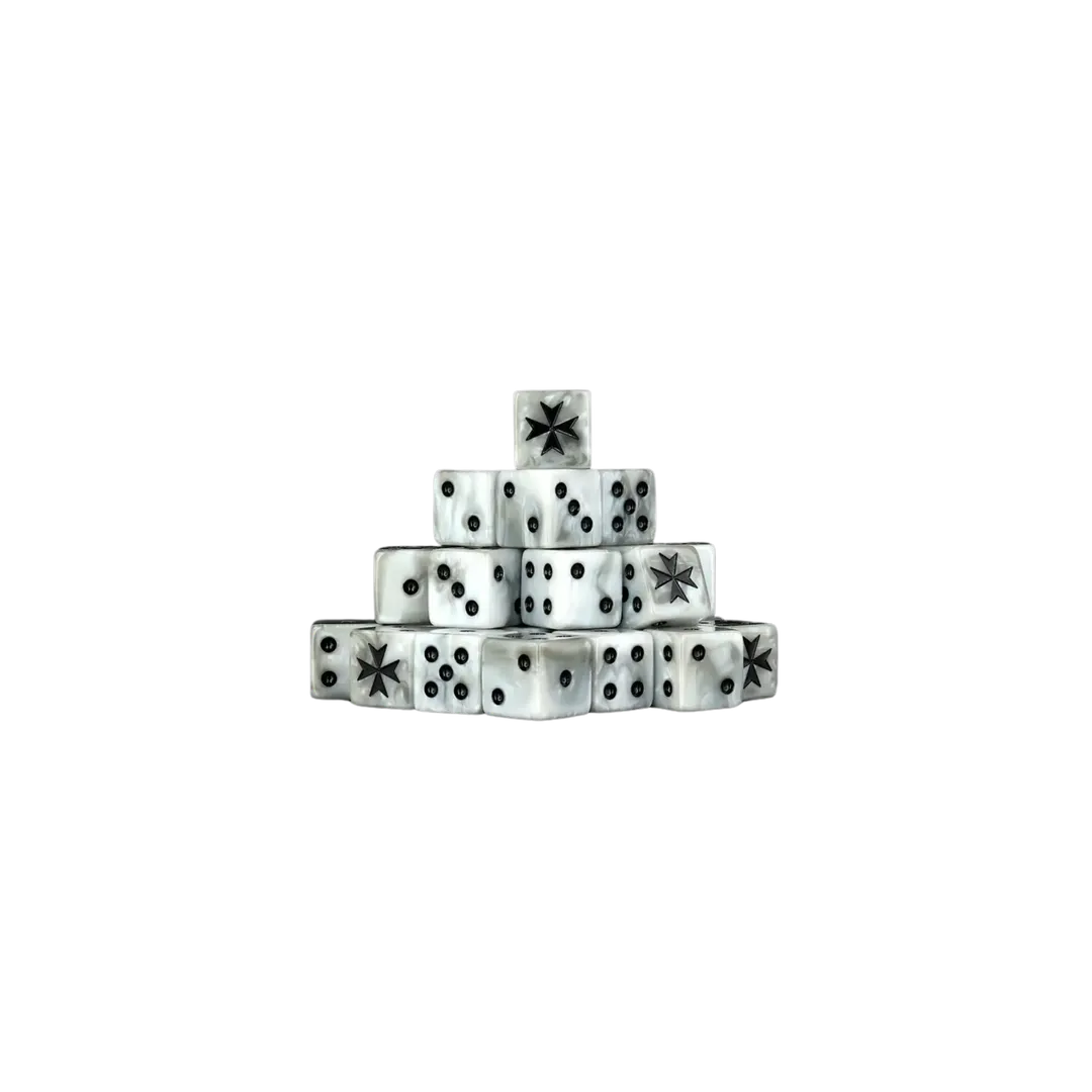 Knight Templar White Dice 16mm Square (25 Stück)-Baron of Dice-Radaddel
