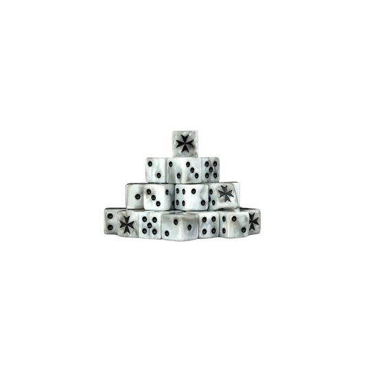Knight Templar White Dice 16mm Square (25 Stück)-Baron of Dice-Radaddel
