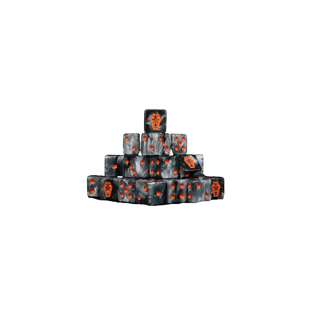 Day of the Dead Orange Coffin Dice 16mm Square (25 Stück)-Baron of Dice-Radaddel