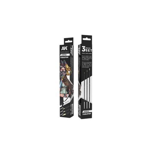 Tabletop Synthetic Brushes Set (3 brushes)-AK-Interactive-Radaddel