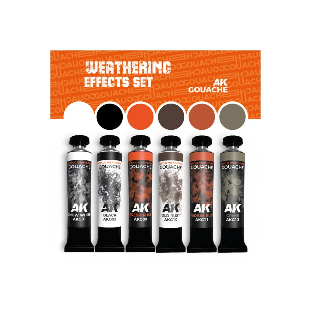 AK Gouaches Weatherings Effects Set-AK-Interactive-Radaddel