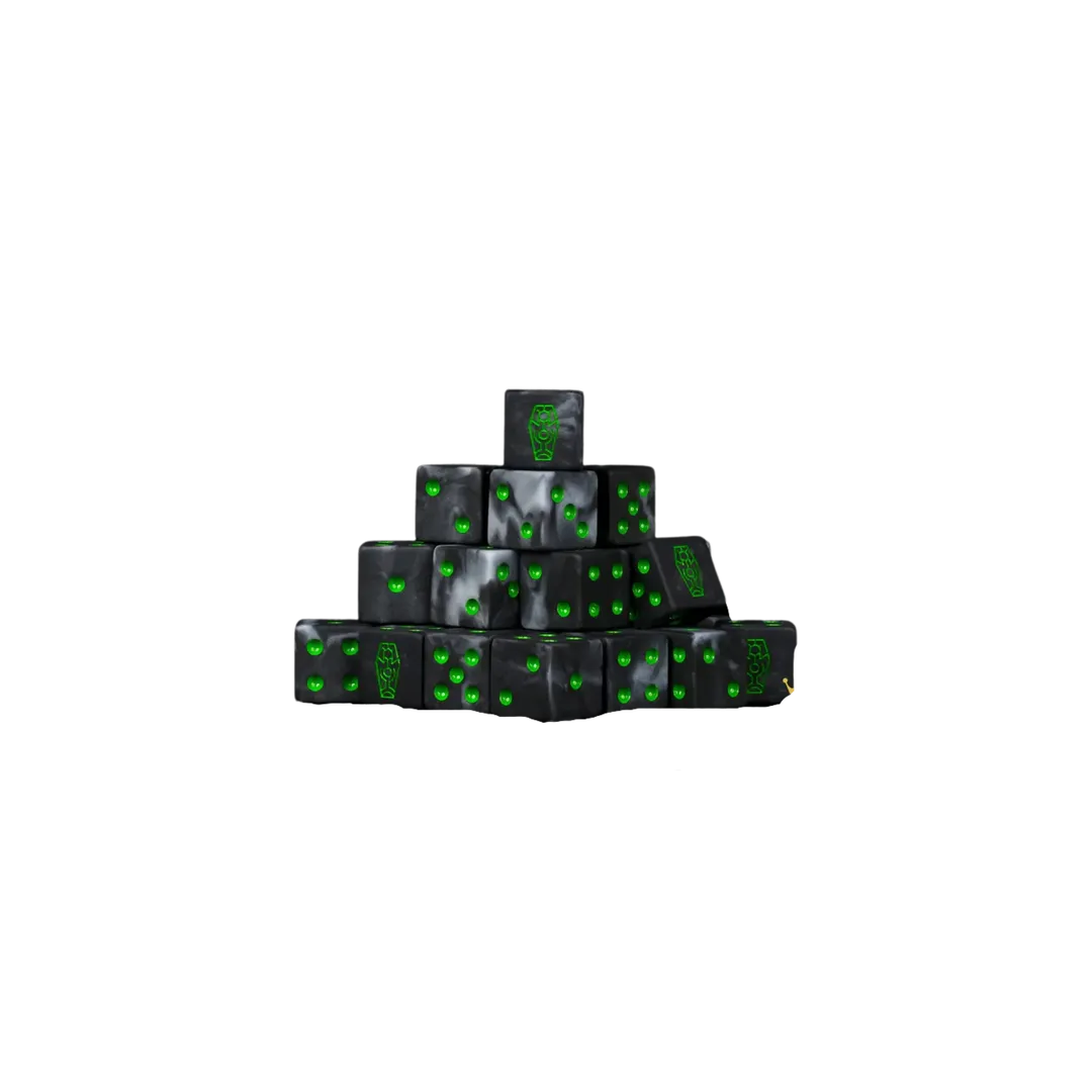 Day of The Dead, Green Coffin Dice 16mm Square (25 Stück)-Baron of Dice-Radaddel