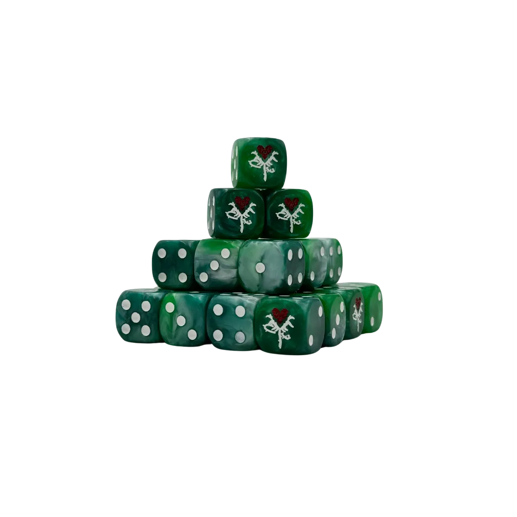 White Reincarnate Dice Round 16mm (25 Stück)-Baron of Dice-Radaddel