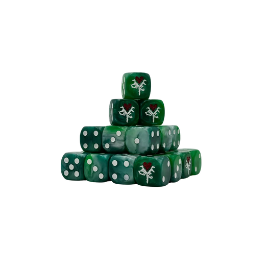 White Reincarnate Dice Round 16mm (25 Stück)-Baron of Dice-Radaddel