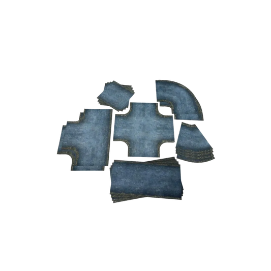 Old Asphalt Roads - Anti-Slip Fabric 2D Road Set 28mm-Playmats.eu-Radaddel
