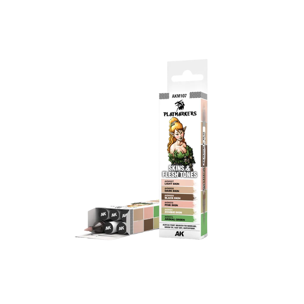 AK Playmarkers Skin & Flesh Tones Set (6 ref.)-AK-Interactive-Radaddel