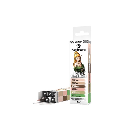 AK Playmarkers Skin & Flesh Tones Set (6 ref.)-AK-Interactive-Radaddel