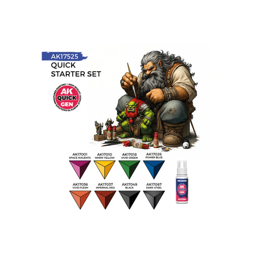 AK QUICK GEN Starter Set (1 Brush)-AK-Interactive-Radaddel