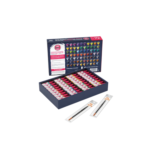 AK QUICK GEN Paint Set 36 colors (2 Brushes)-AK-Interactive-Radaddel