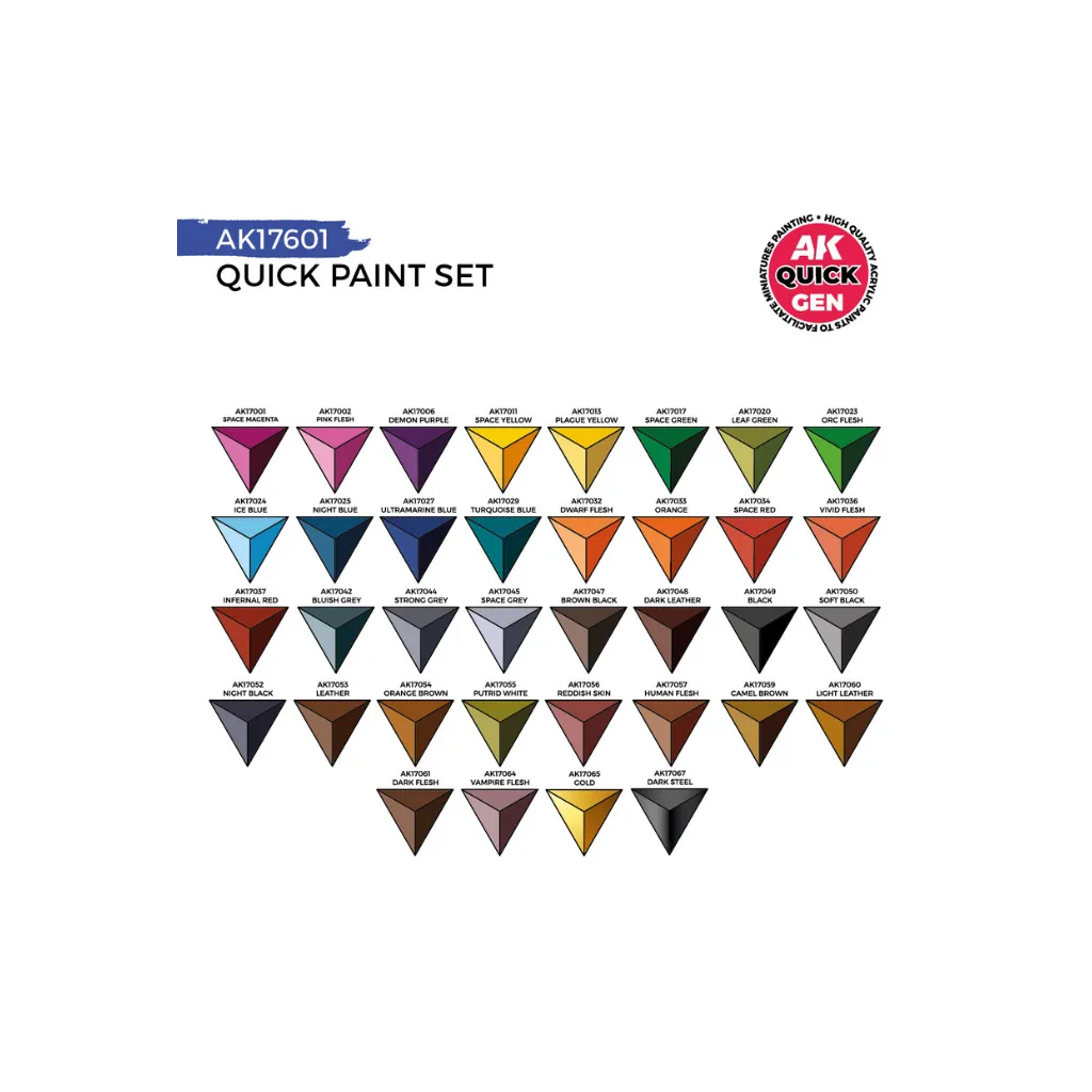AK QUICK GEN Paint Set 36 colors (2 Brushes)-AK-Interactive-Radaddel