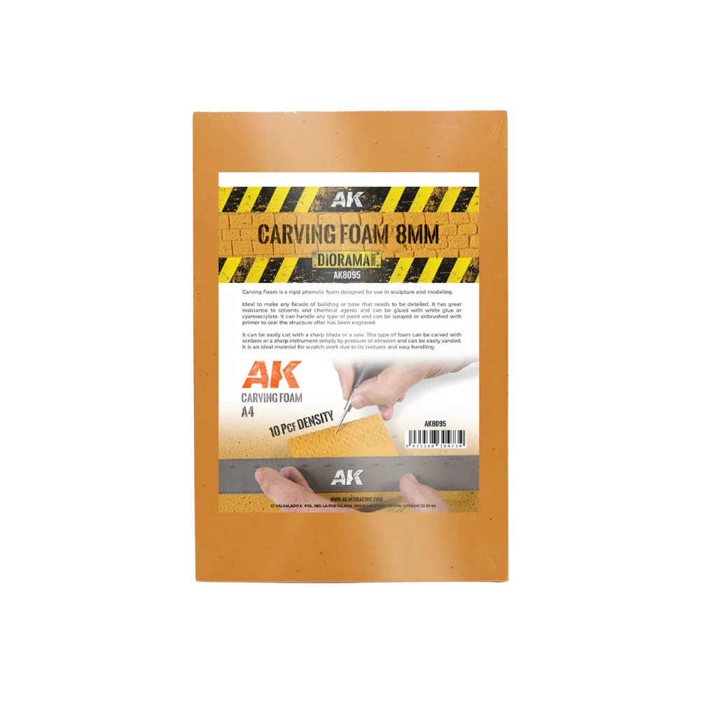 Carving Foam 8MM A4 Size (305 x 228 MM)-AK-Interactive-Radaddel