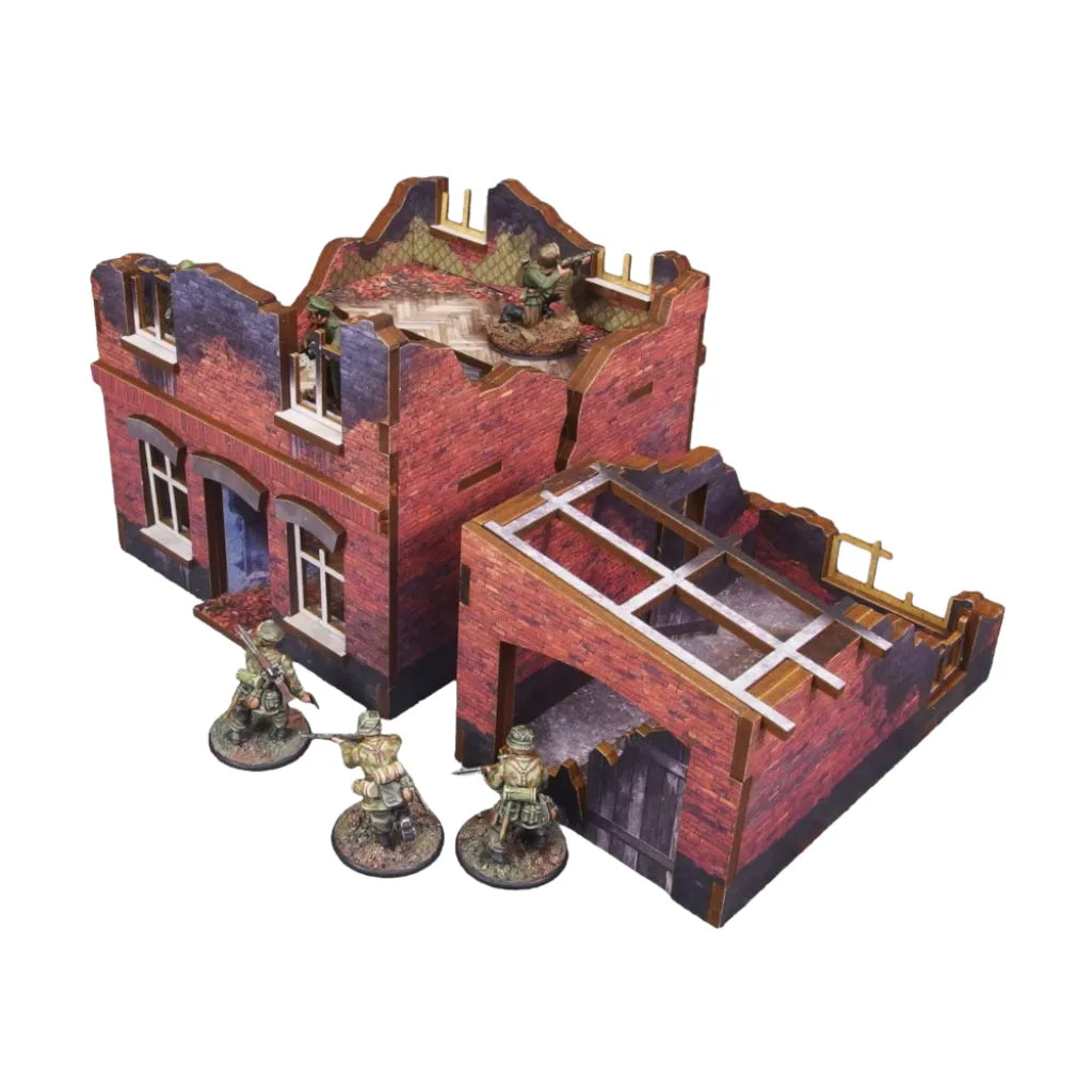 Pre-painted WW2 Ostfront Stalingrad Small House with garage (3)-Micro Art Studio-Radaddel