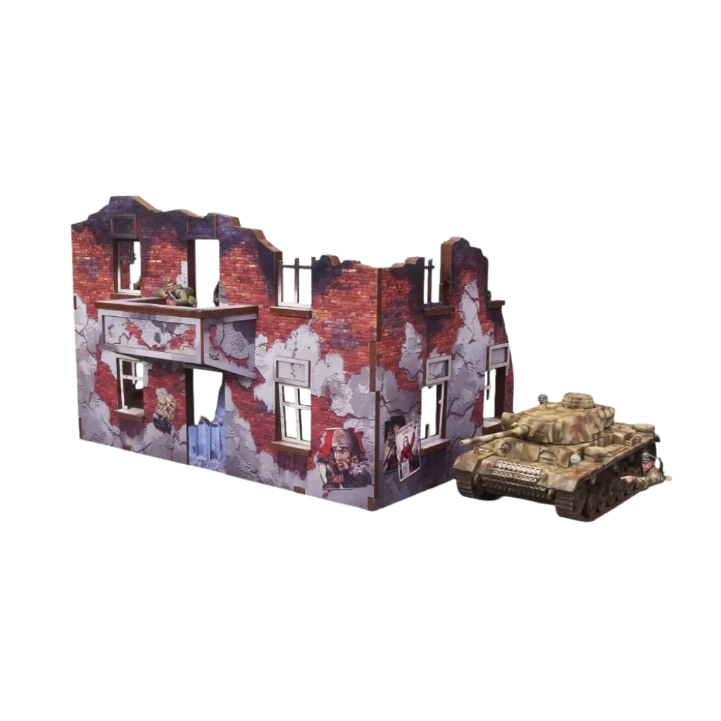 Pre-painted WW2 Ostfront Stalingrad Apartment Block Back with balcony (1)-Micro Art Studio-Radaddel