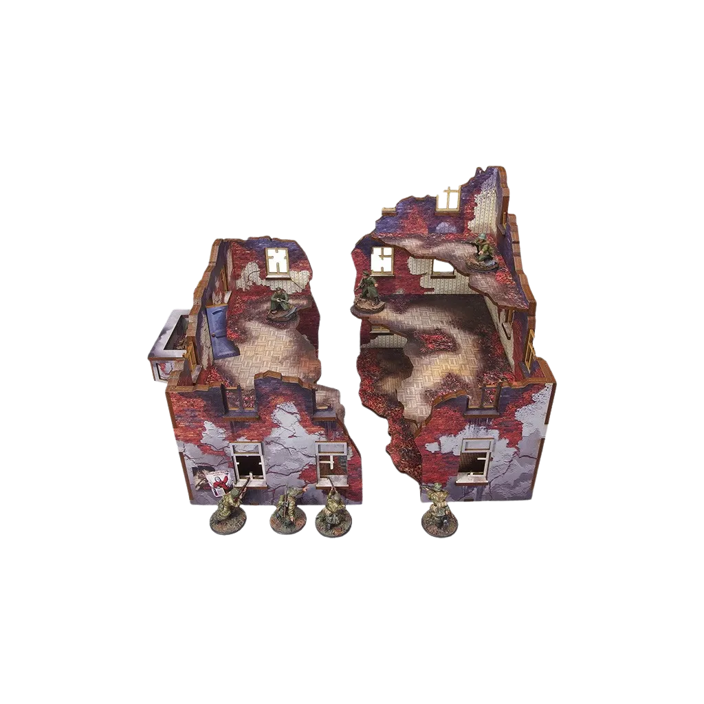 Pre-painted WW2 Ostfront Stalingrad Apartment Block Back with balcony (1)-Micro Art Studio-Radaddel