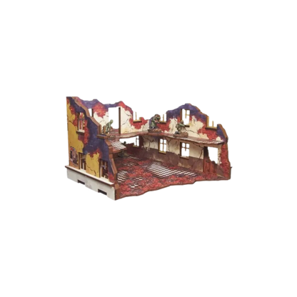Pre-painted WW2 Ostfront Stalingrad School Left with balcony (1)-Micro Art Studio-Radaddel