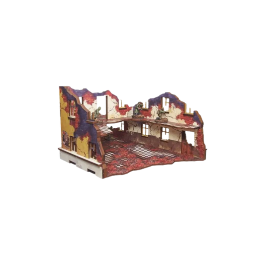 Pre-painted WW2 Ostfront Stalingrad School Left with balcony (1)-Micro Art Studio-Radaddel