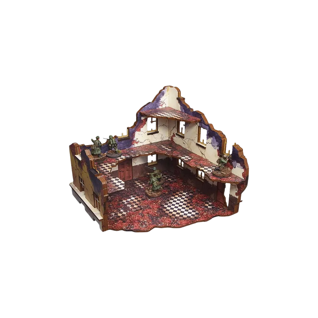 Pre-painted WW2 Ostfront Stalingrad School Right with 3rd floor (1)-Micro Art Studio-Radaddel