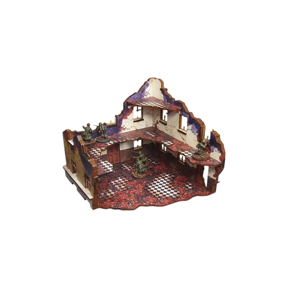 Pre-painted WW2 Ostfront Stalingrad School Right with 3rd floor (1)-Micro Art Studio-Radaddel