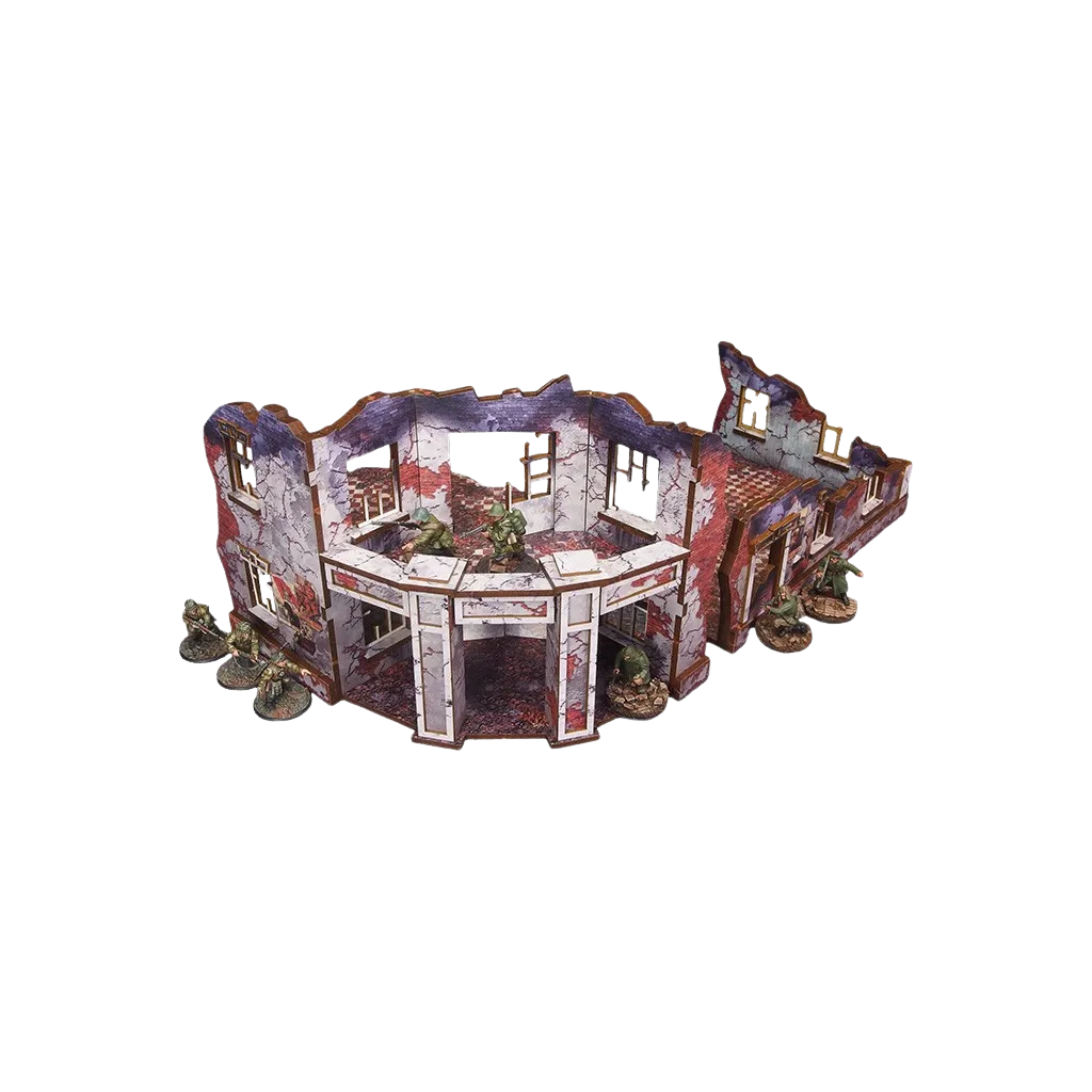 Pre-painted WW2 Ostfront Stalingrad Univermag Front with balcony (2)-Micro Art Studio-Radaddel