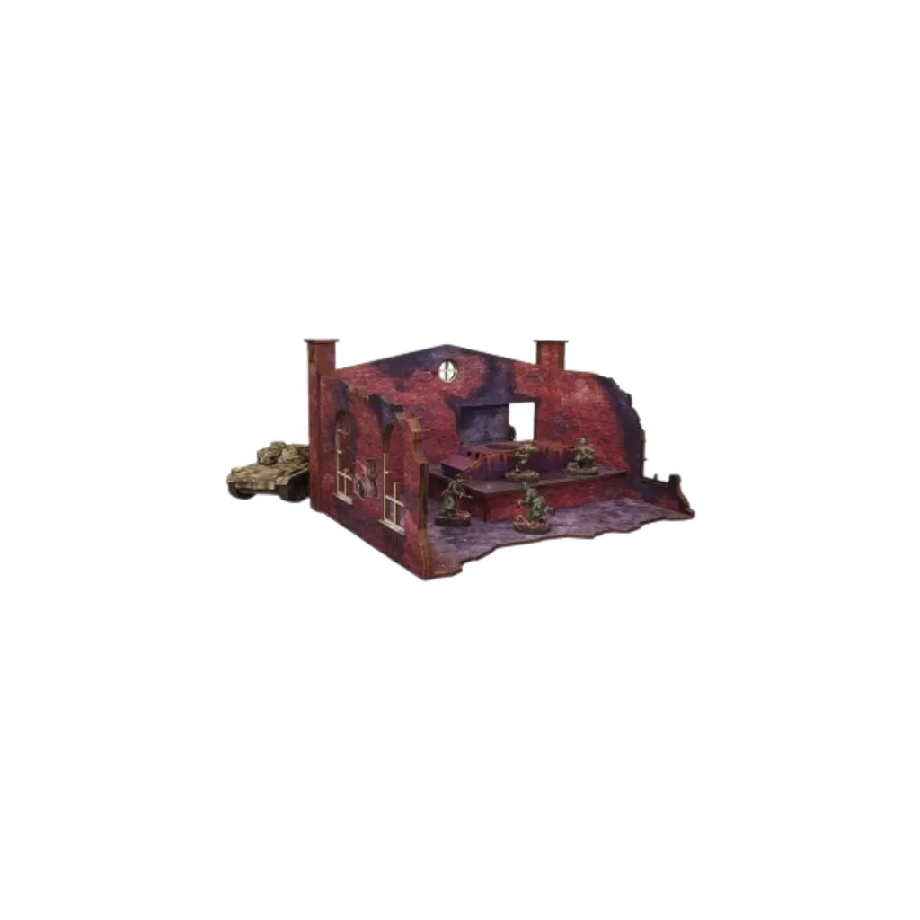 Pre-painted WW2 Ostfront Stalingrad Factory Back with ramp (1)-Micro Art Studio-Radaddel