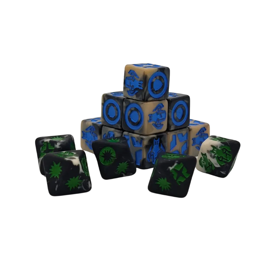 Droid General - Black/White Galactic Skirmish Dice - Set of 20-Baron of Dice-Radaddel