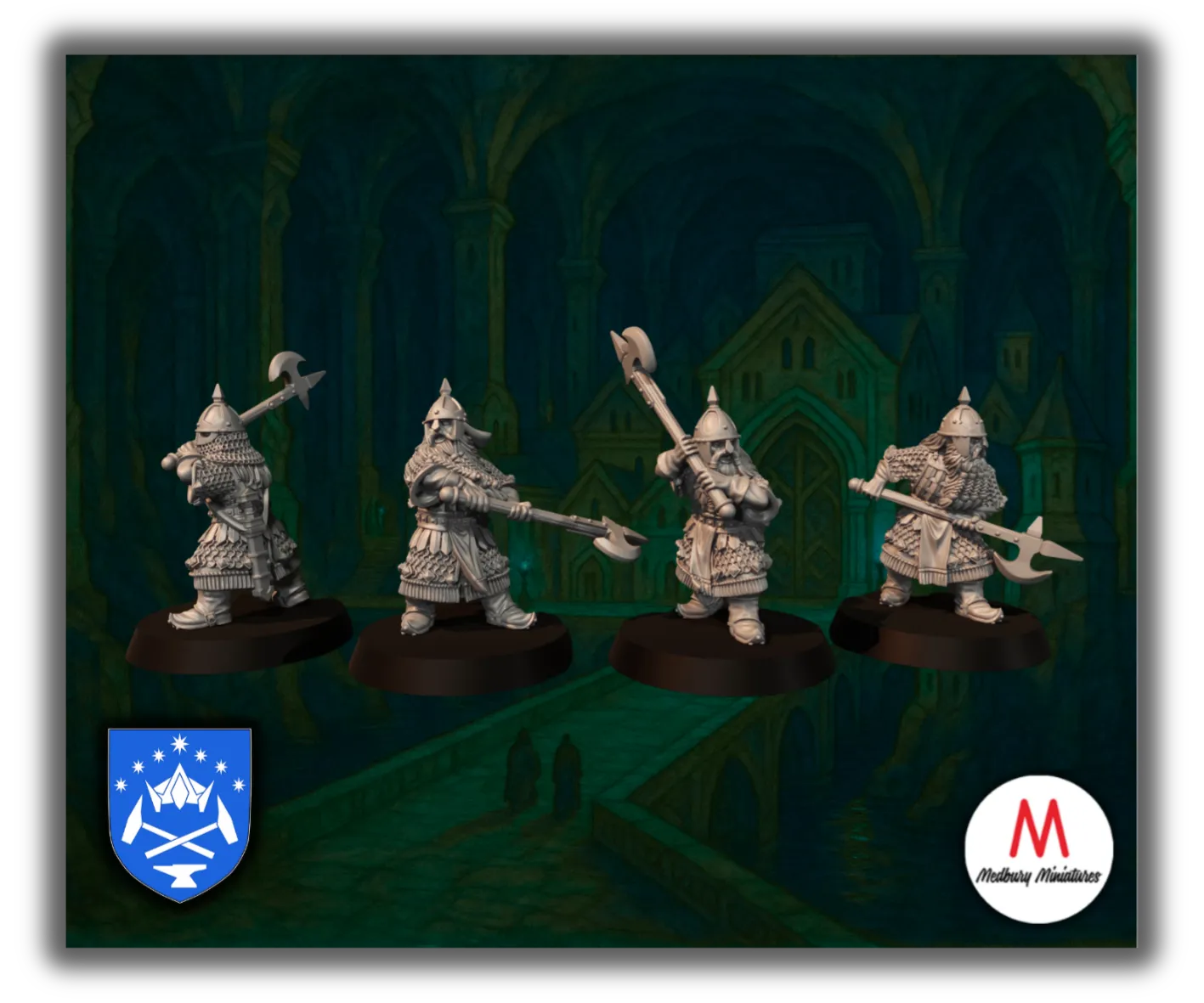 Dwarf Warriors with Axes/Polearms/Mattocks-Pasch Spiele-Radaddel