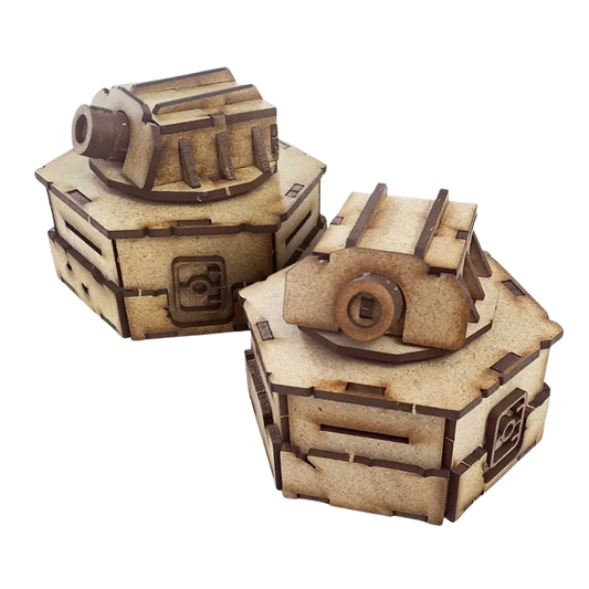 MDF Terrain Trench Turrets-PWork Wargames-Radaddel
