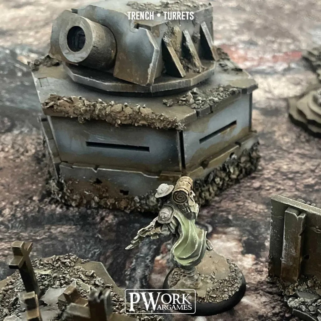 MDF Terrain Trench Turrets-PWork Wargames-Radaddel