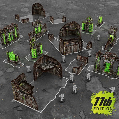 Vorbemaltes faltbares Geländeset 11. Edition 40k-Greenstuff World-Radaddel